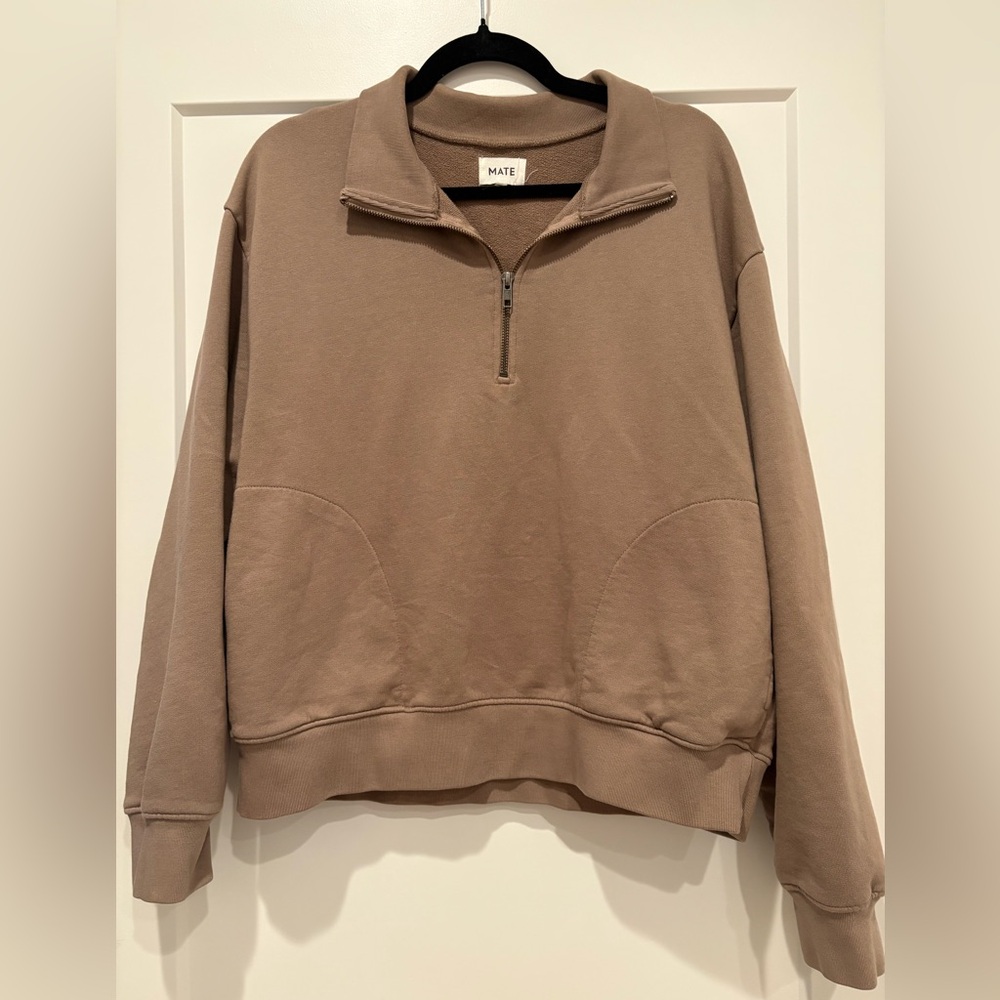 Mate Organic Fleece Quarter Zip Sweatshirt - large